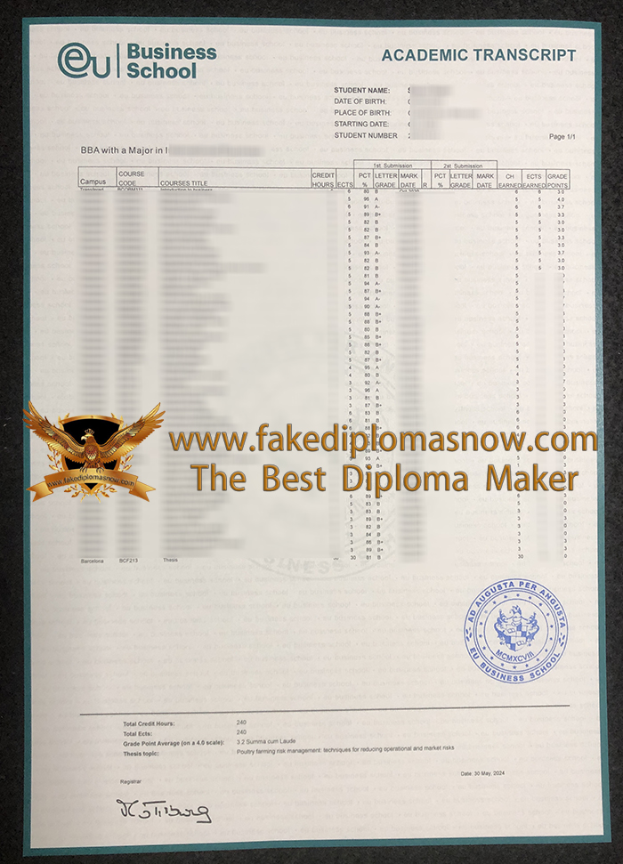 EU Business School transcript EU Business School transcript