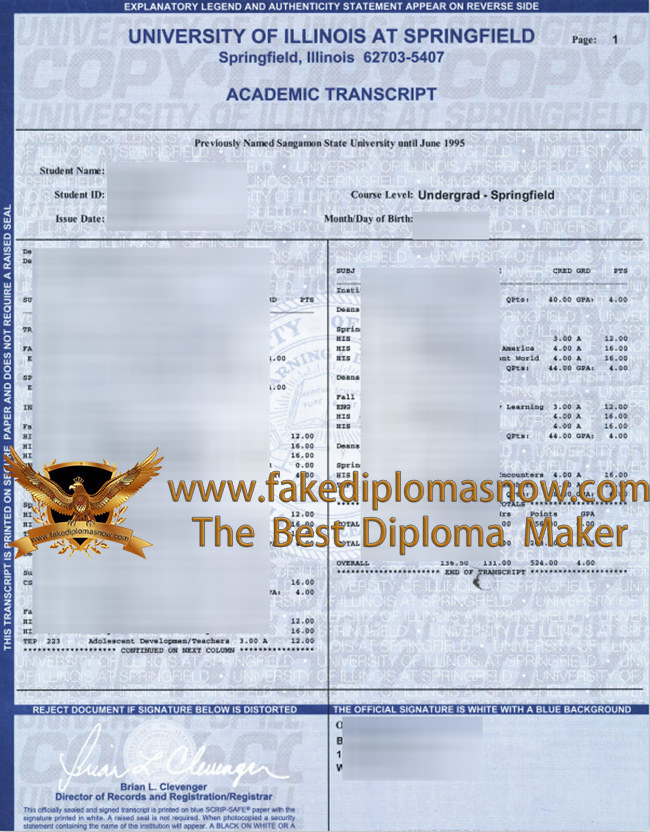 University of Illinois Springfield transcript