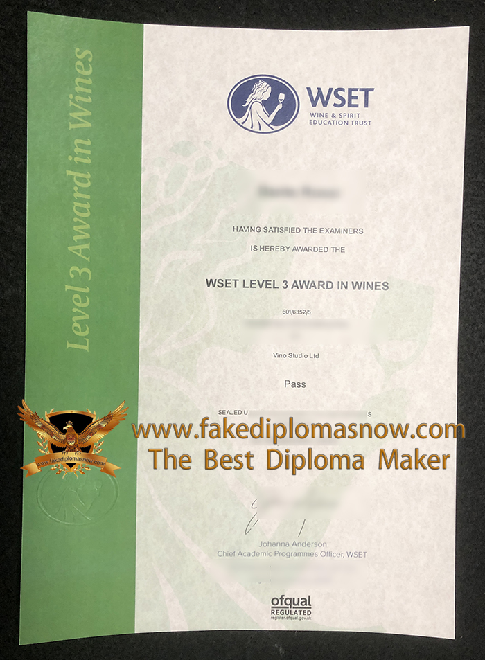 WSET Level 3 Award In Wines Certificate WSET Level 3 Award In Wines Certificate