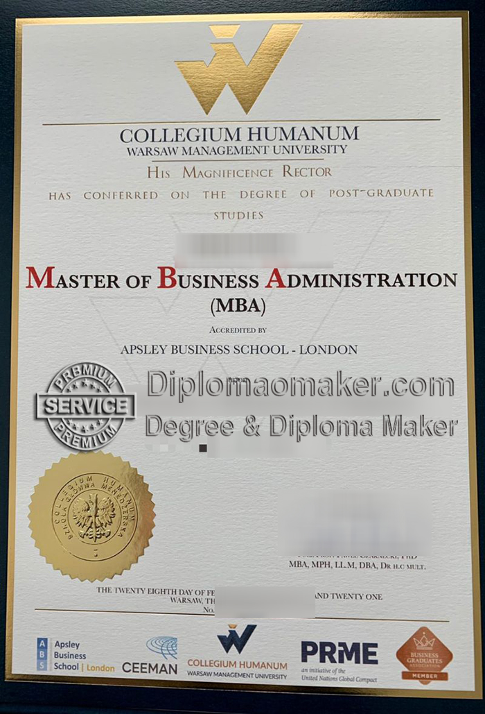Collegium Humanum – Warsaw Management University diploma Collegium Humanum – Warsaw Management University diploma