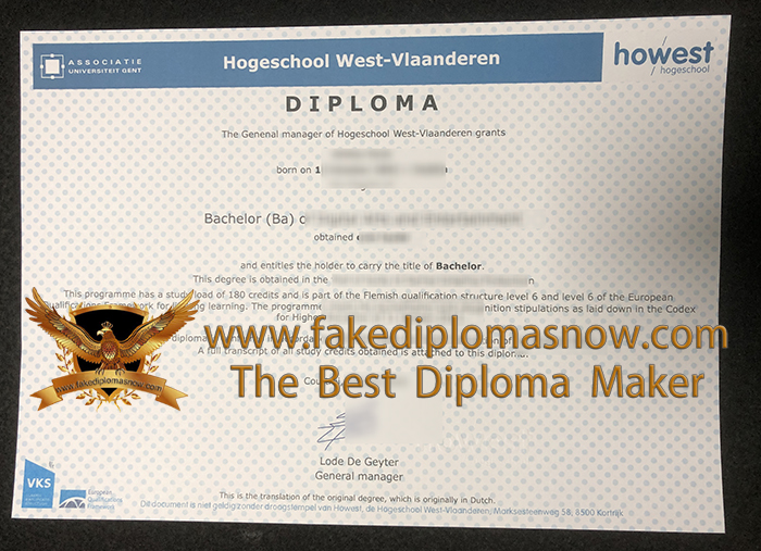 Hogeschool West-Vlaanderen diploma Hogeschool West-Vlaanderen diploma