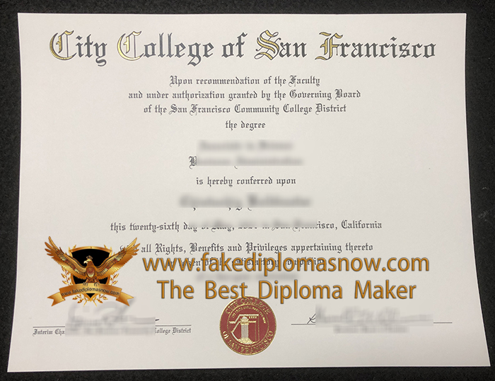 City College of San Francisco diploma, CCSF degree City College of San Francisco diploma, CCSF degree