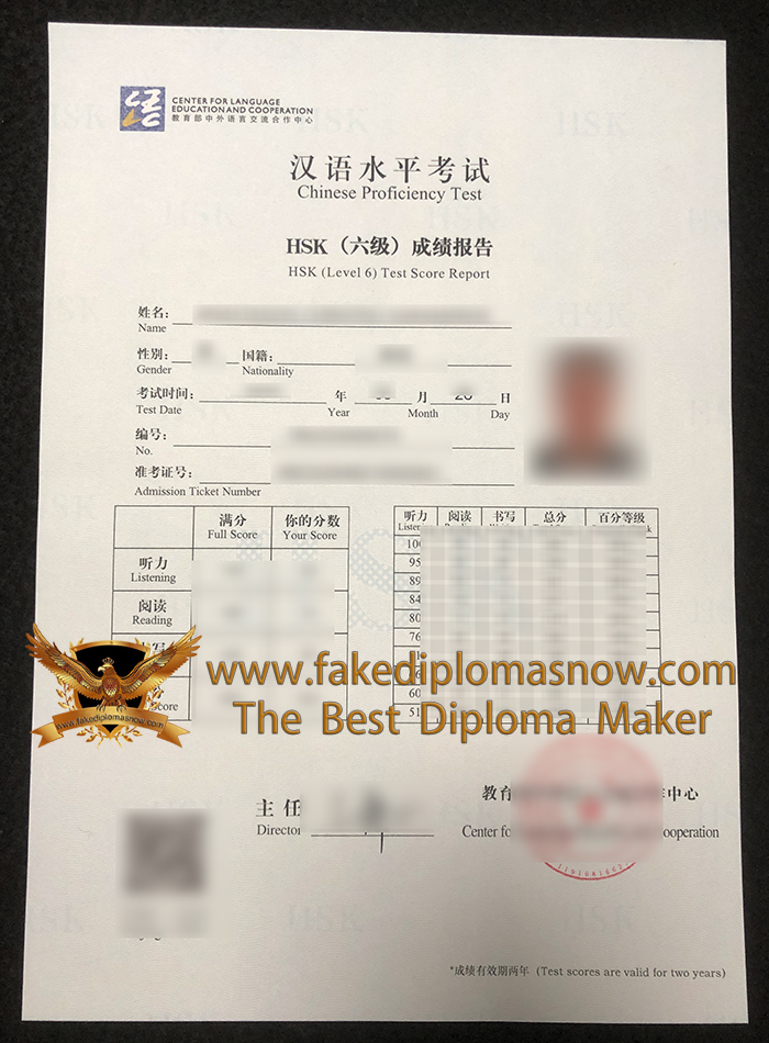 HSK (Level 6) Test Score Report HSK (Level 6) Test Score Report