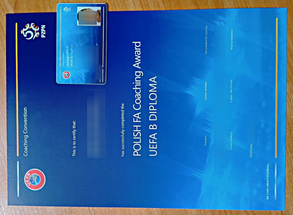 UEFA B coaching diploma Licence sample