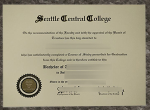 Seattle Central College diploma sample