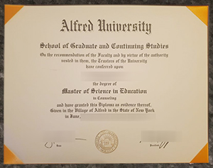 Alfred University diploma sample