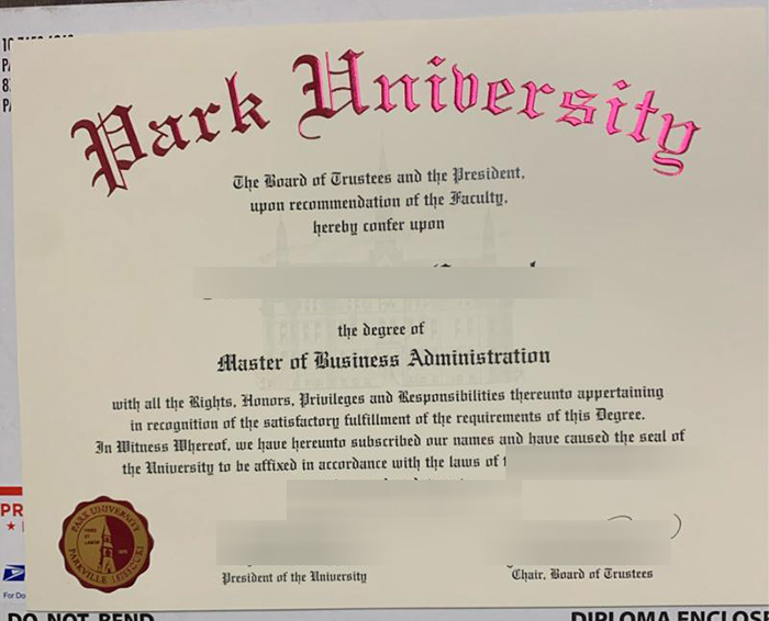 Park University diploma sample