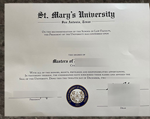 St. Mary’s University, Texas diploma sample