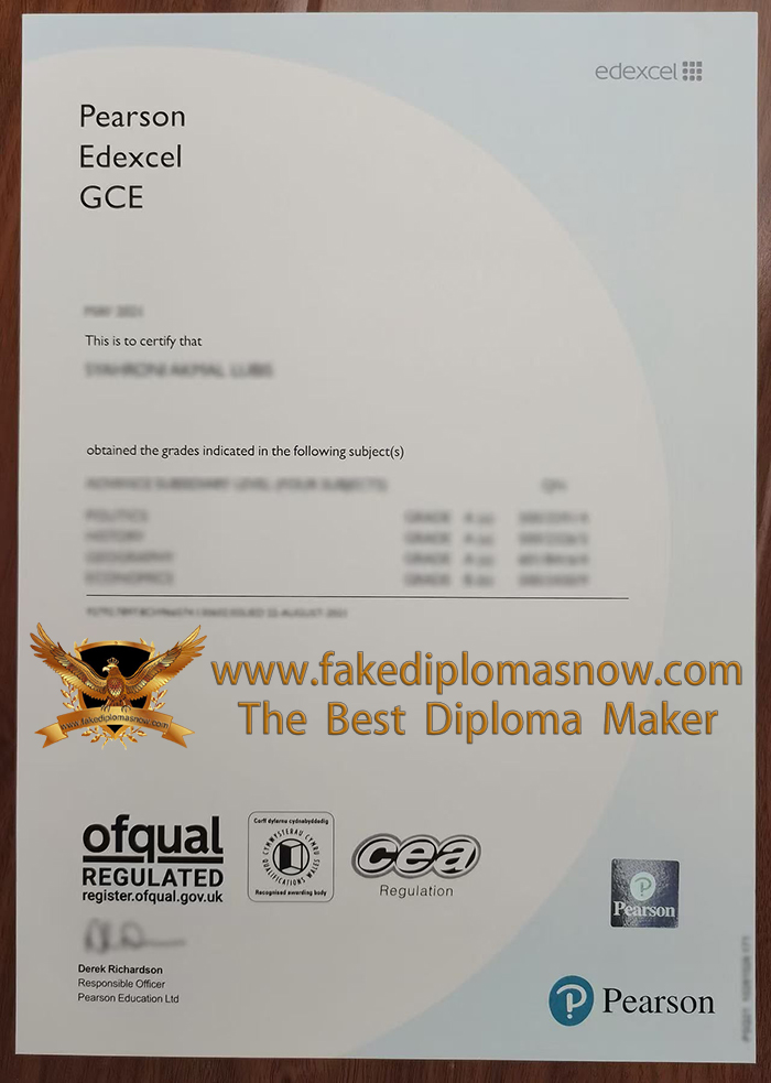 Pearson Edexcel GCE certificate