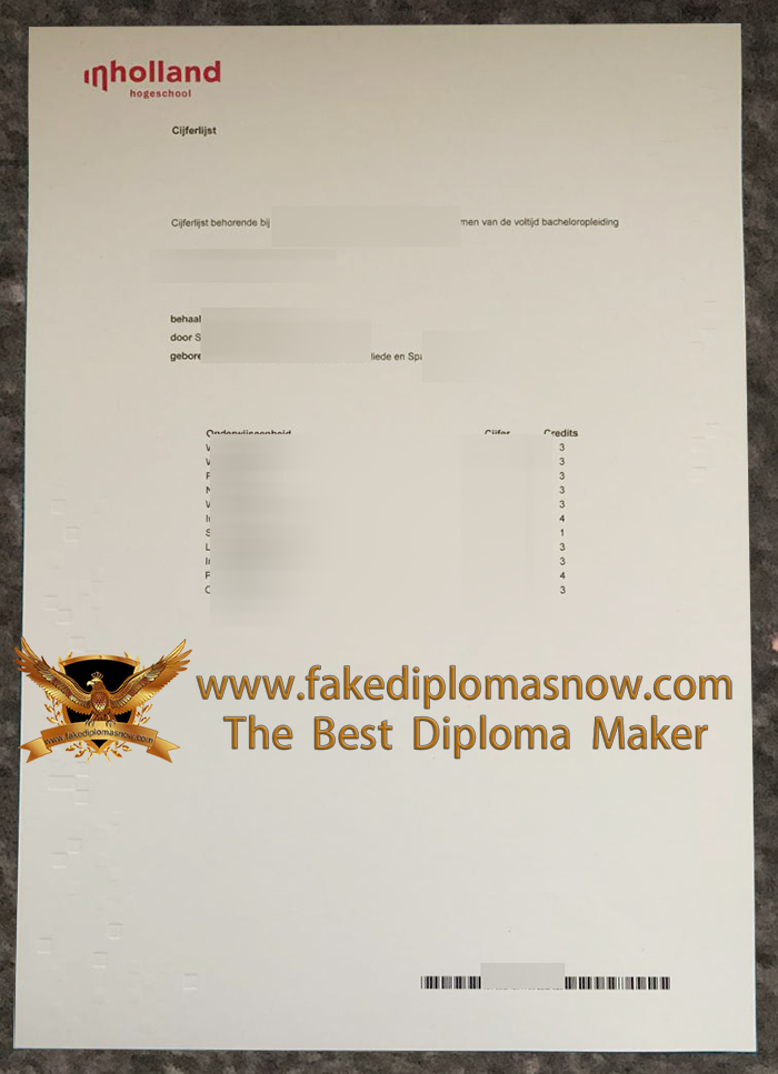 Hogeschool Inholland Cijferlijst