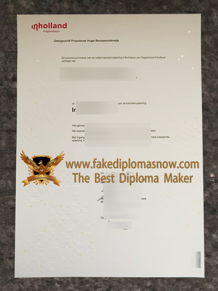 Hogeschool Inholland Getuigschrift