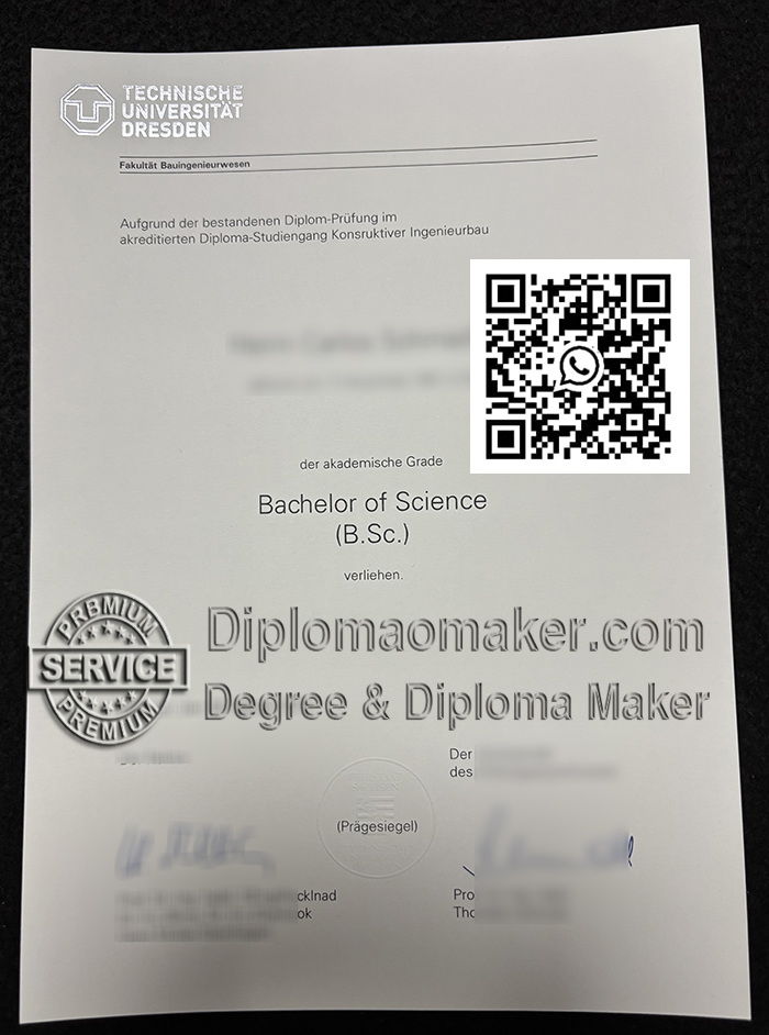 TU Dresden diploma, Technische Universität Dresden Urkunde