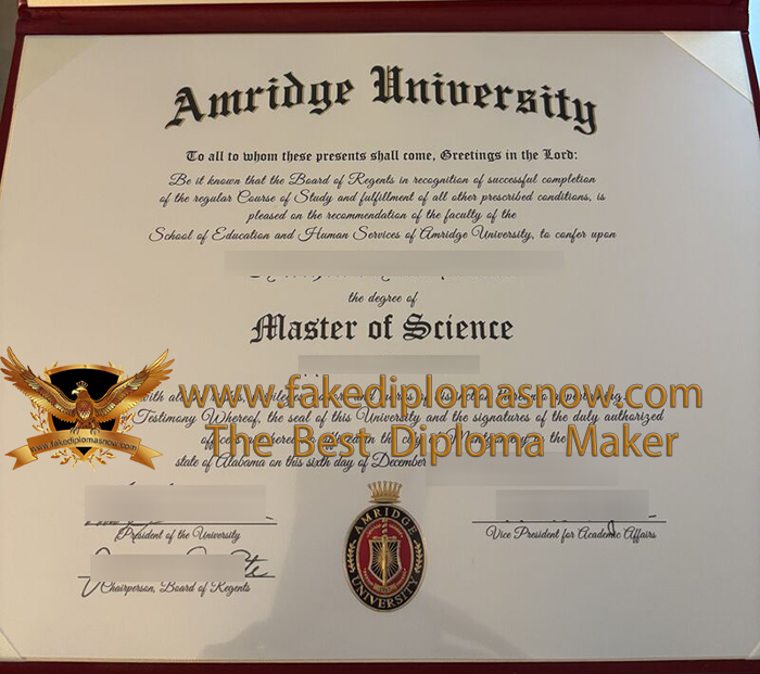 Amridge University diploma certificate