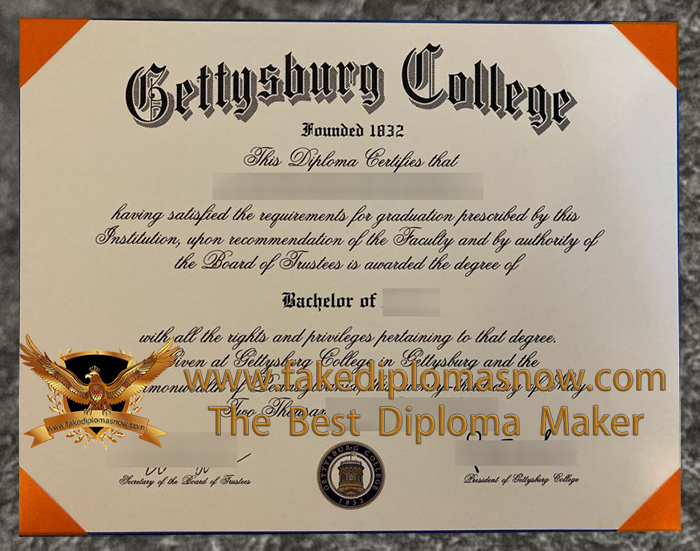 Gettysburg College degree certificate