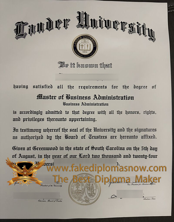 Lander University diploma