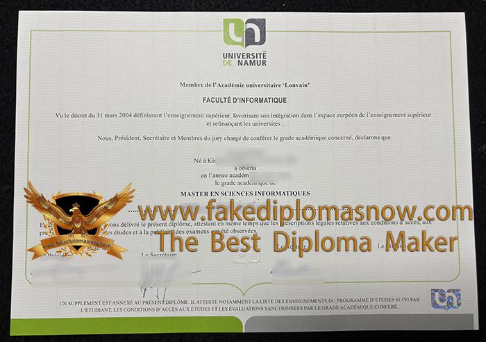 UNamur degree, Université de Namur diploma