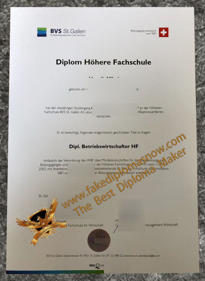 BVS St. Gallen Diplom Höhere Fachschule BVS St. Gallen Diplom Höhere Fachschule