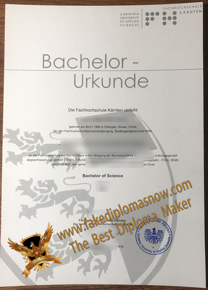 FH Kärnten Uurkunde