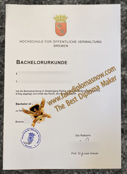 HfÖV Bremen Urkunde HfÖV Bremen Urkunde