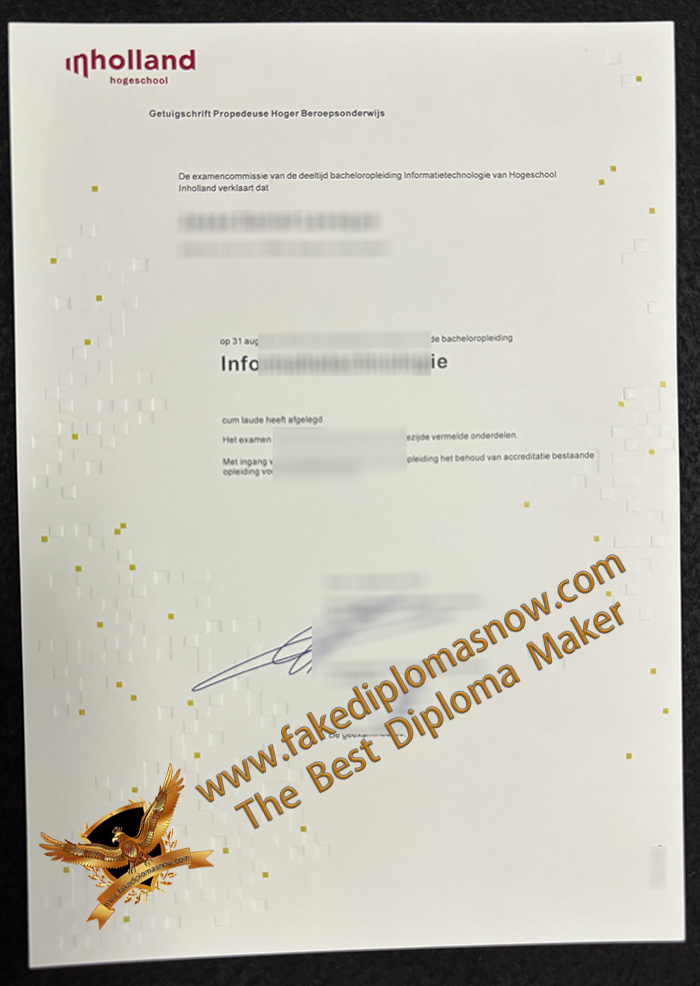 Hogeschool Inholland getuigschrift Hogeschool Inholland getuigschrift