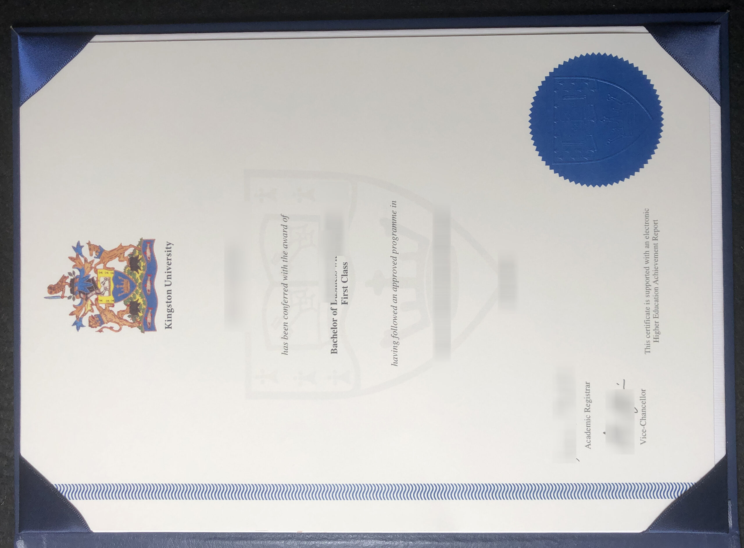 Kingston University degree, Kingston University diploma sample