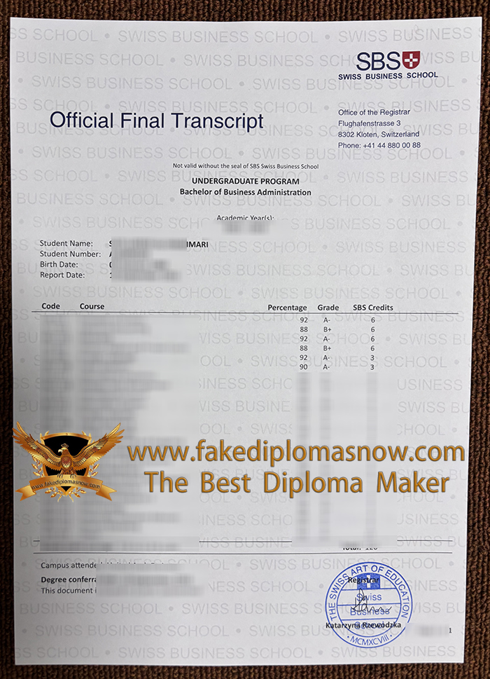 SBS Swiss Business School transcript