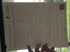 University of Nottingham transcript