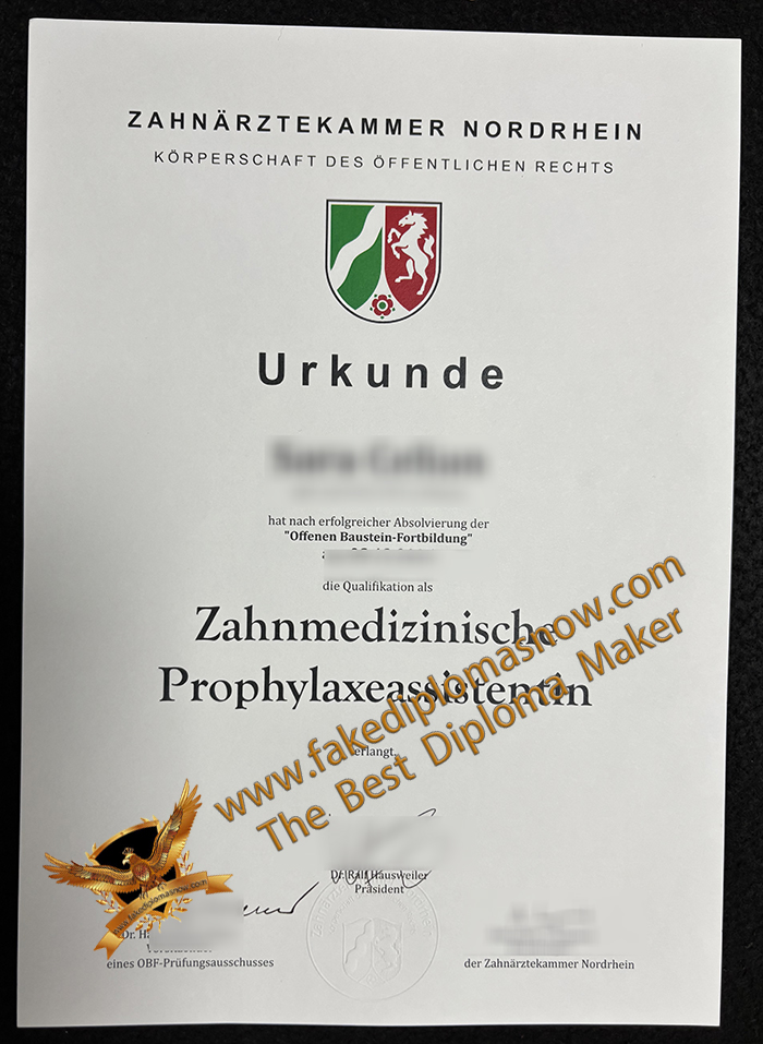 Zahnärztekammer Nordrhein Urkunde