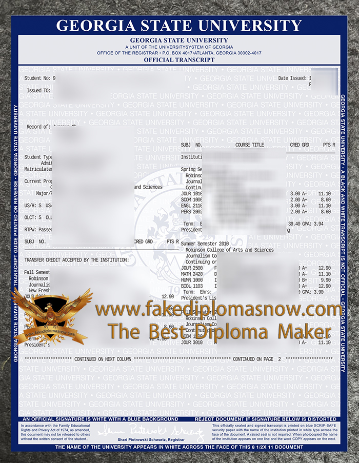 Georgia State University transcript Georgia State University transcript