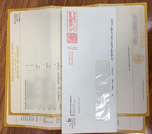 Copy University of Iowa transcript and envelope