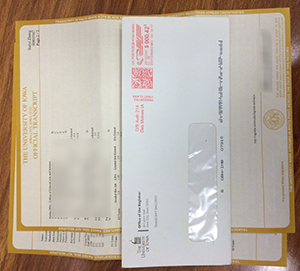 University of Iowa transcript and envelope sample
