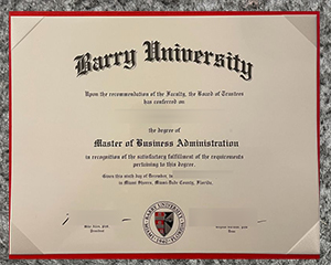 Barry University diploma sample from USA