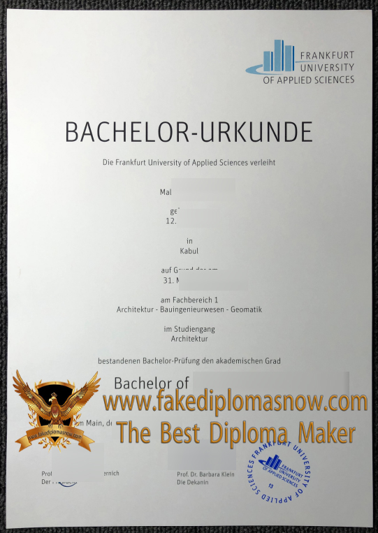 Frankfurt University of Applied Sciences Urkunde sample