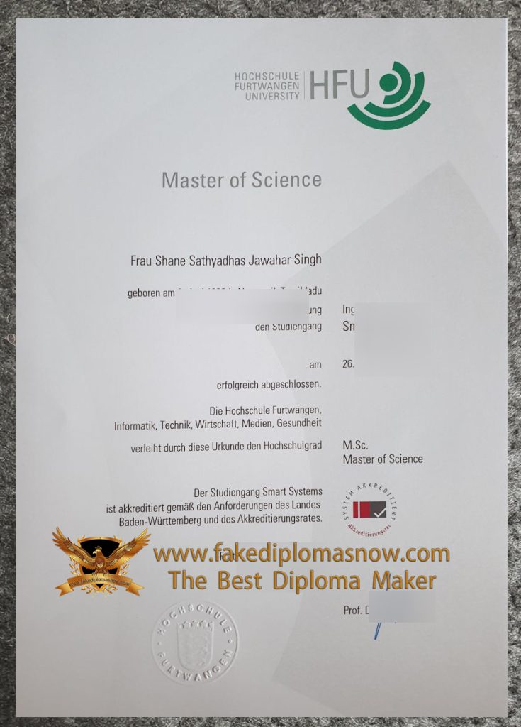 Hochschule Furtwangen University master Urkunde