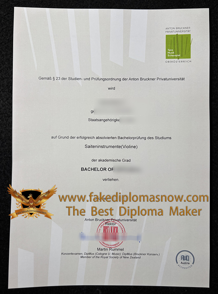 Anton Bruckner Private University diploma