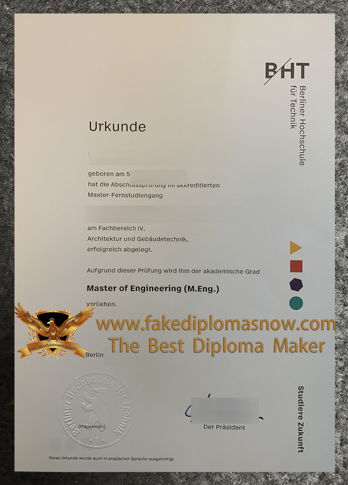 Berliner Hochschule für Technik Urkunde Berliner Hochschule für Technik Urkunde