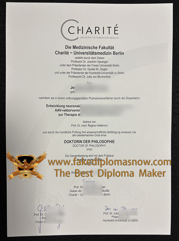 Charité – Universitätsmedizin Berlin Urkunde sample Charité – Universitätsmedizin Berlin Urkunde sample
