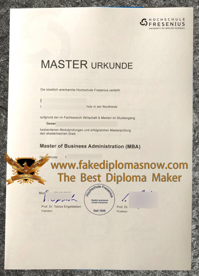 Hochschule Fresenius Urkunde