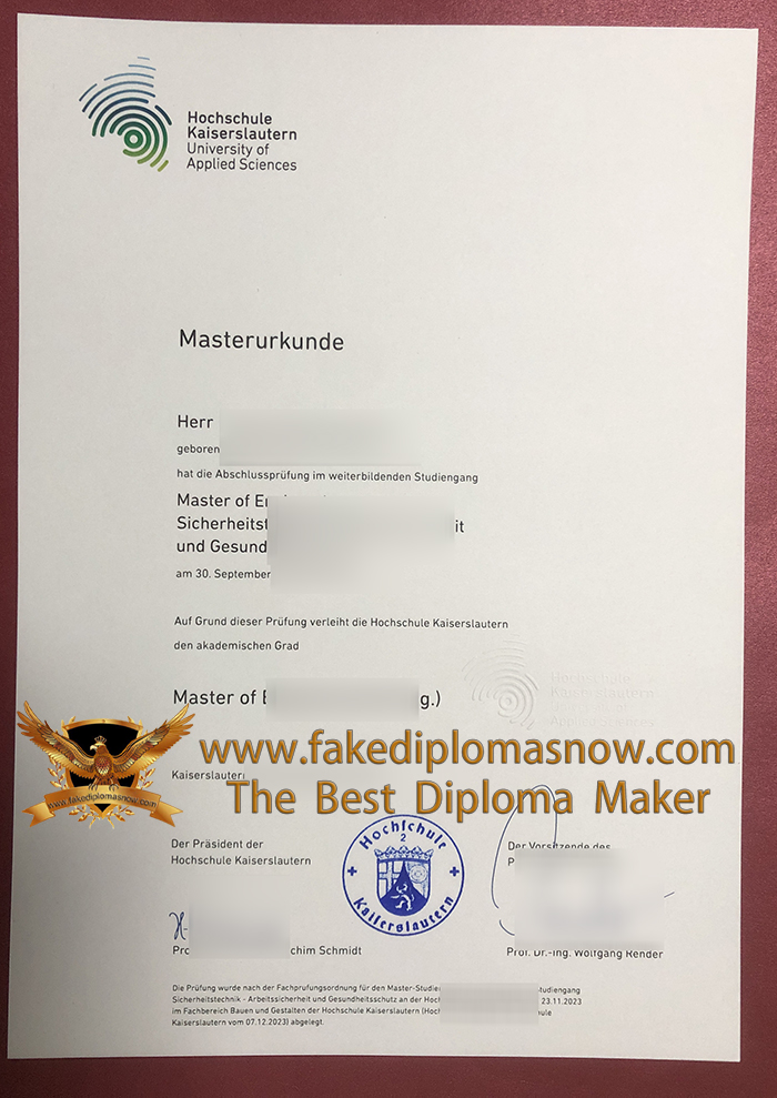 Hochschule Kaiserslautern Urkunde