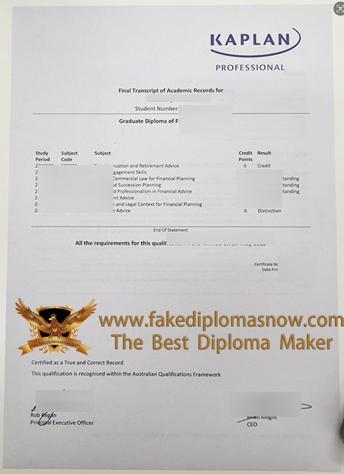 KAPLAN Professional transcript