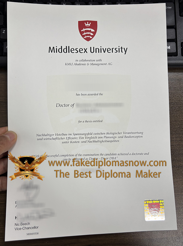Middlesex University degree certificate