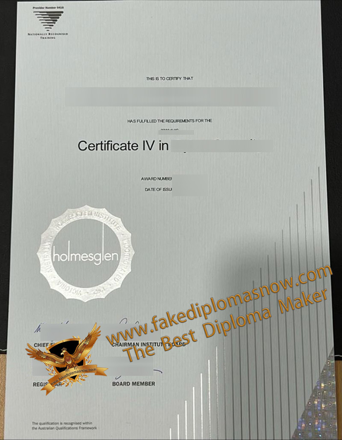 Holmesglen Institute certificate