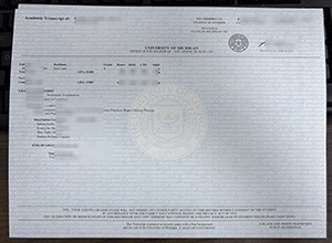 University of Michigan transcript from Ann Arbor