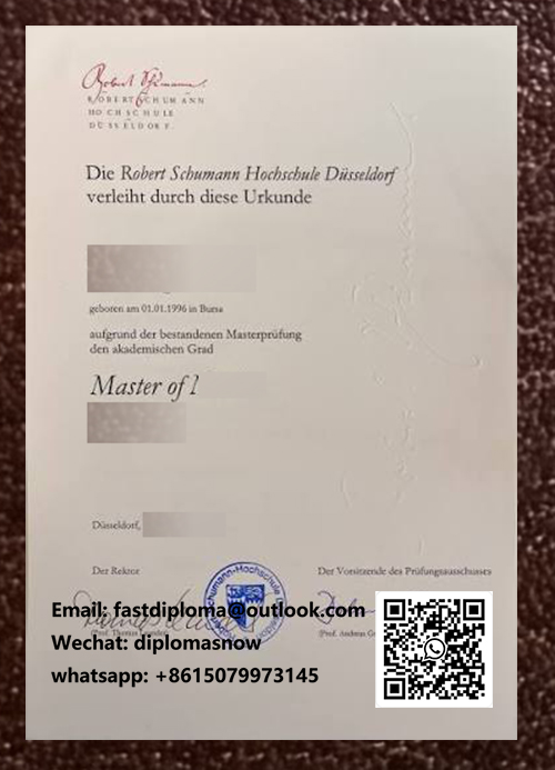 Robert Schumann Hochschule Düsseldorf Urkunde Robert Schumann Hochschule Düsseldorf Urkunde