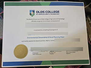 Olds College of Agriculture & Technology diploma sample from Canada